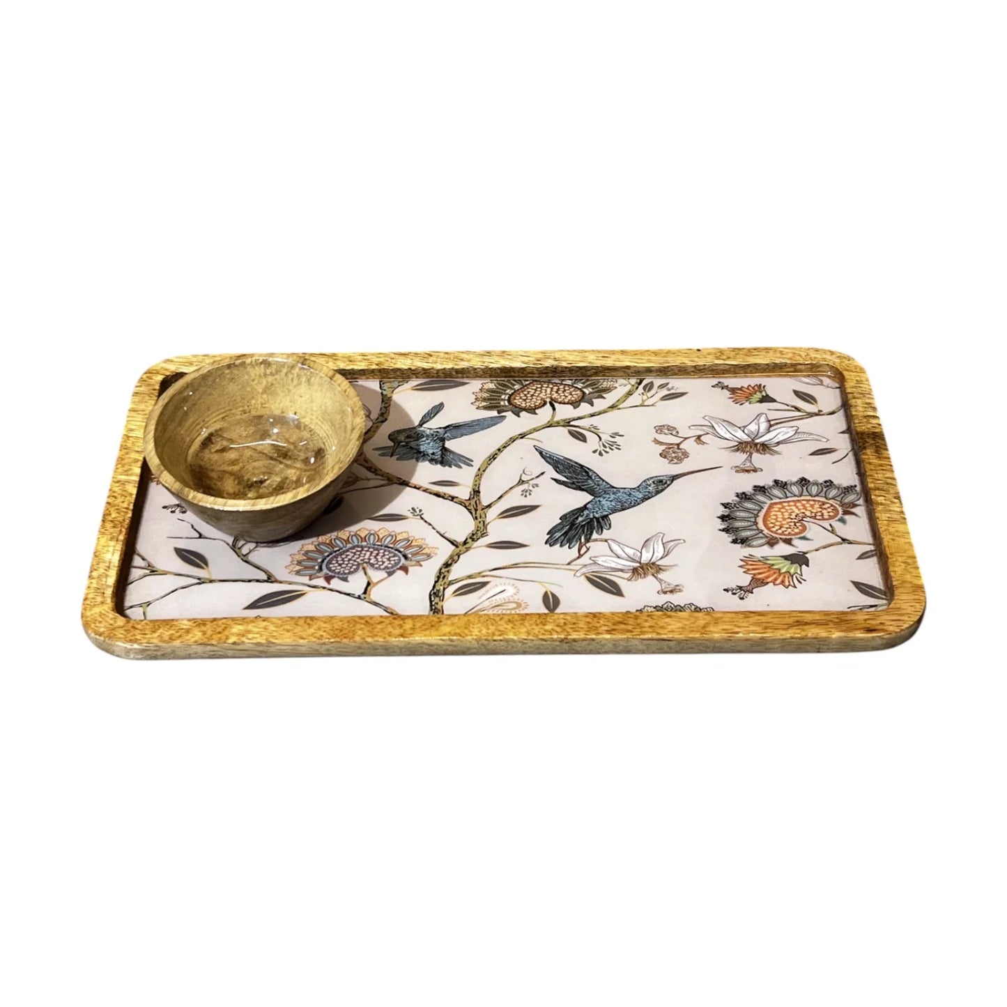 Wooden Platter with Bowl 14x7inch